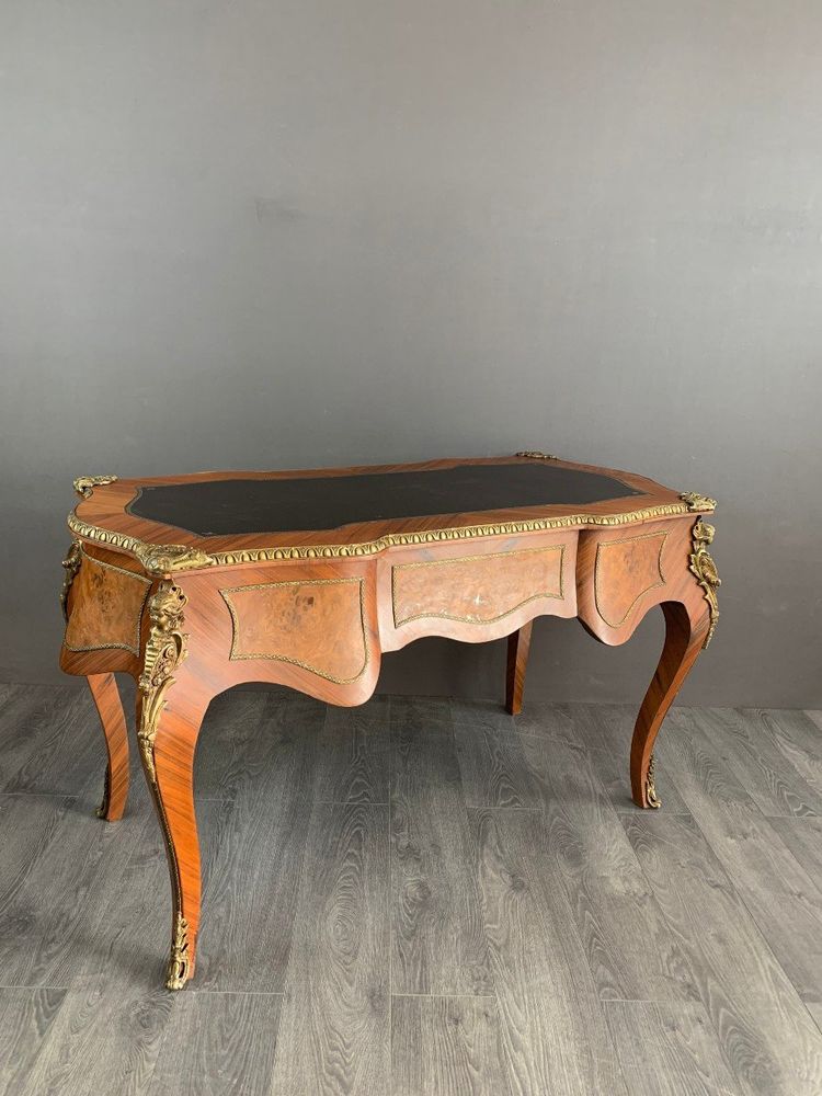 Bureau En Marqueterie Et Bronze Doré Style Louis XV XIXe Siècle