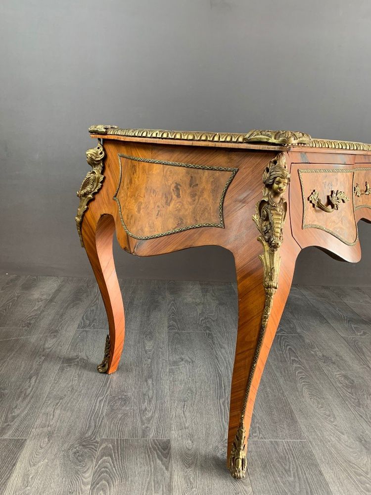 Bureau En Marqueterie Et Bronze Doré Style Louis XV XIXe Siècle