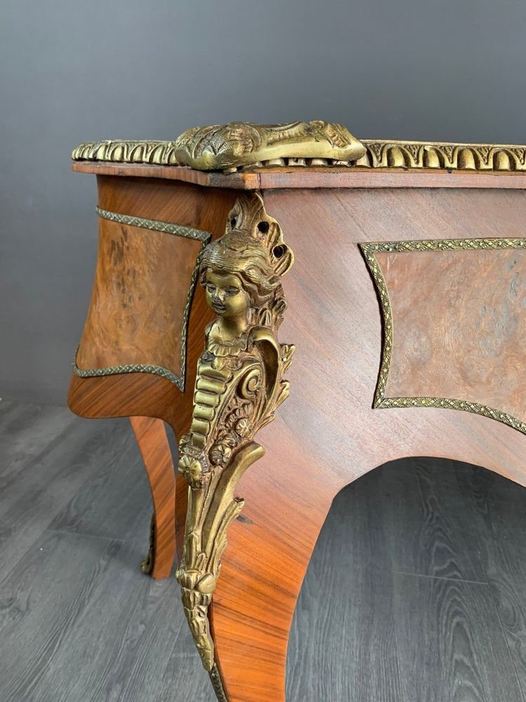 Bureau En Marqueterie Et Bronze Doré Style Louis XV XIXe Siècle