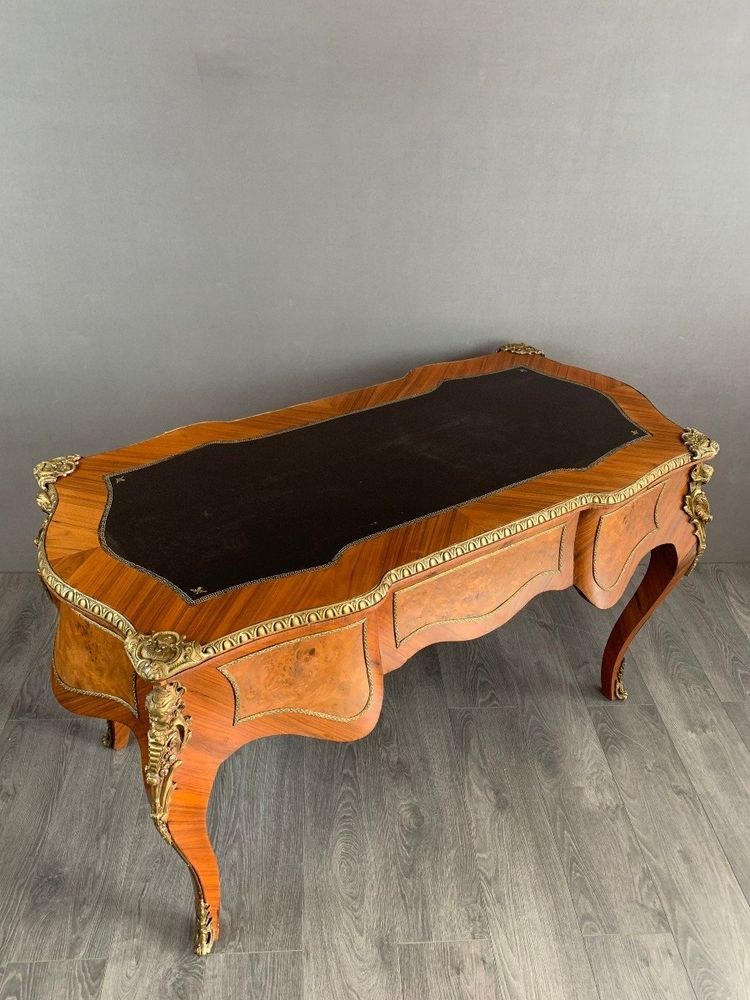 Bureau En Marqueterie Et Bronze Doré Style Louis XV XIXe Siècle