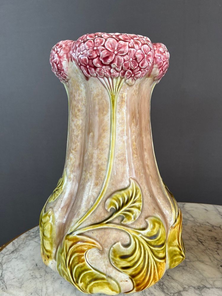 Pair Of Art Nouveau Style Vases In 20th Century Earthenware