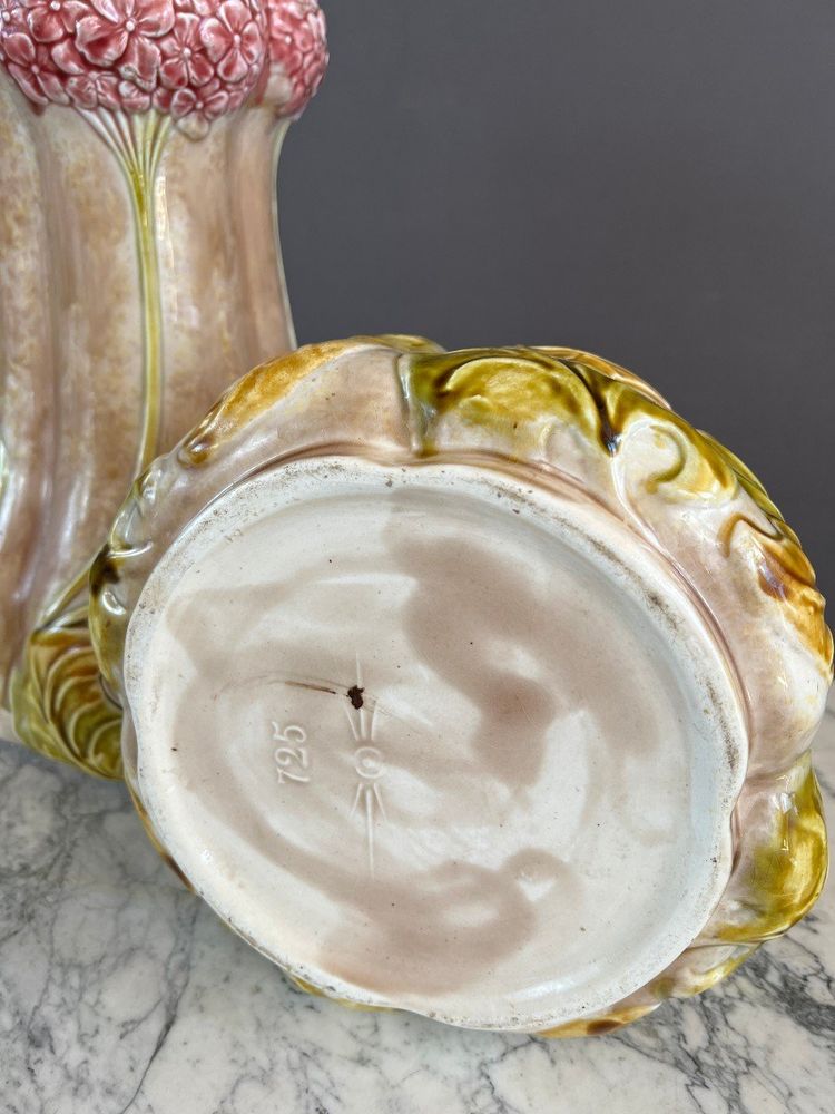 Pair Of Art Nouveau Style Vases In 20th Century Earthenware
