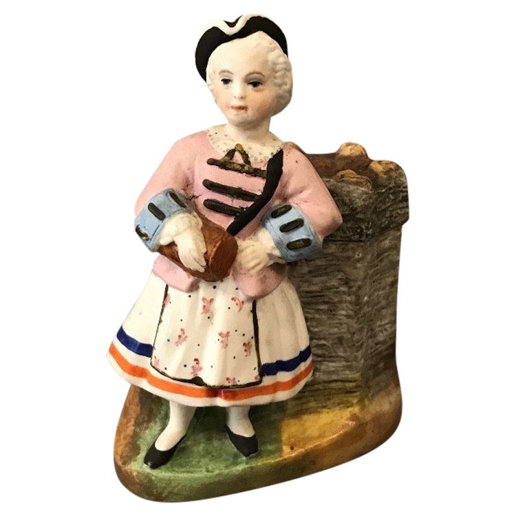 Pot à tabac en porcelaine de biscuit d'époque 19 ème 