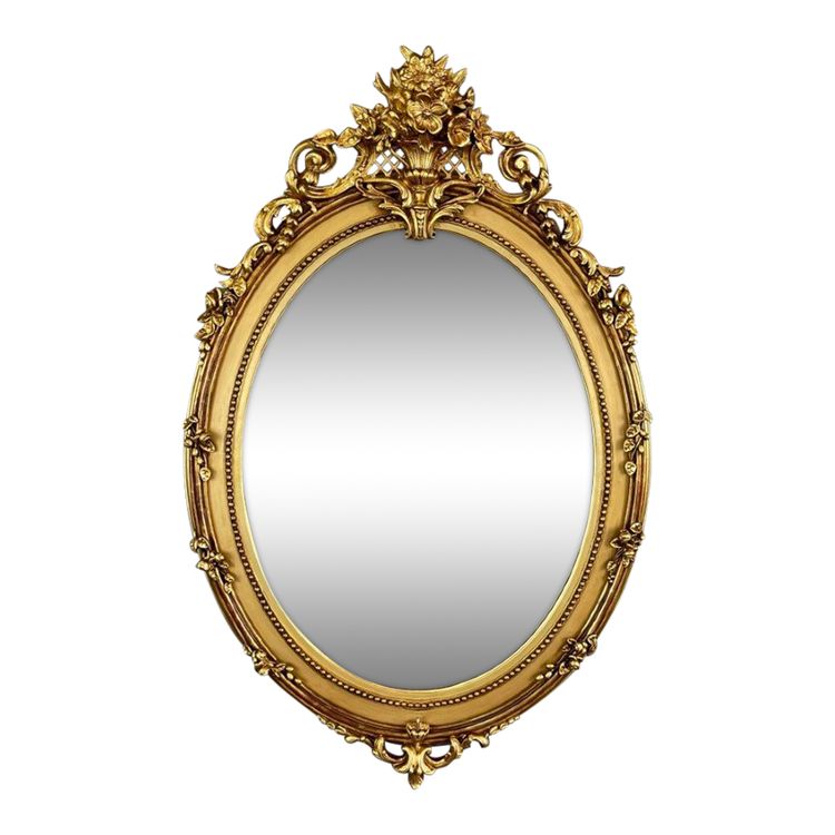 Specchio ovale in legno dorato Napoleone III