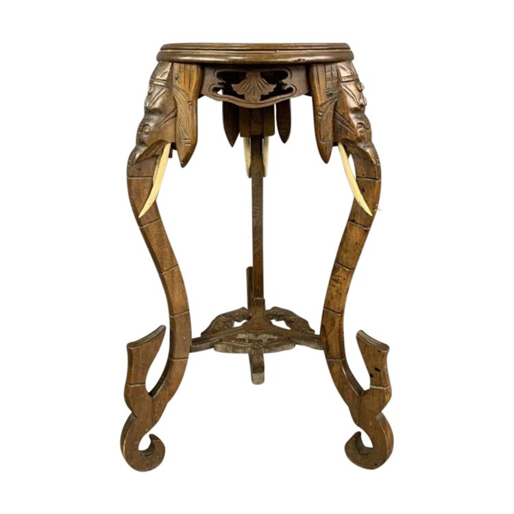 Carved Side Table With Elephant Heads Early 20th Century