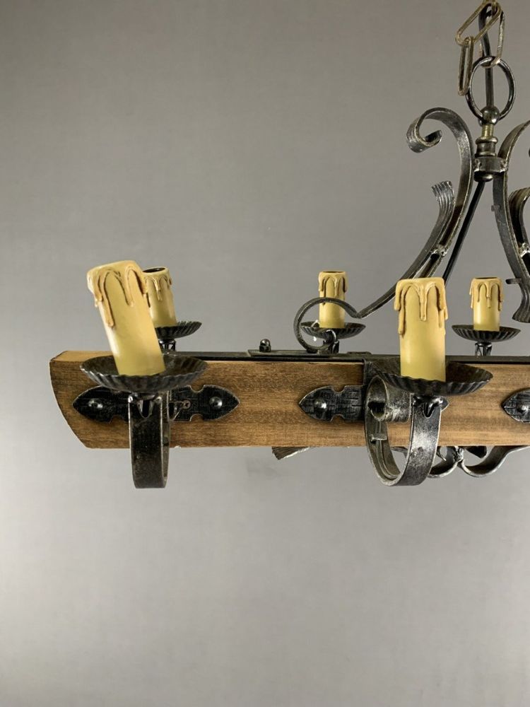 Rustic Wood And Metal Hanging Lamp