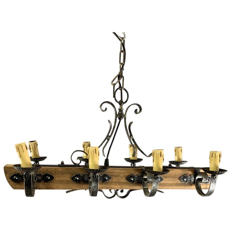 Rustic Wood And Metal Hanging Lamp