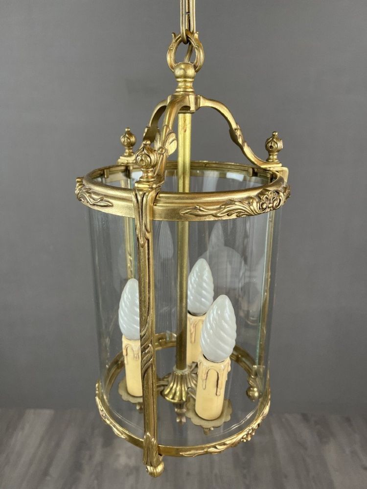 Bronze And Glass Louis XVI Style Lantern 20th Century