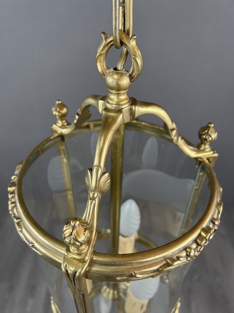 Bronze And Glass Louis XVI Style Lantern 20th Century