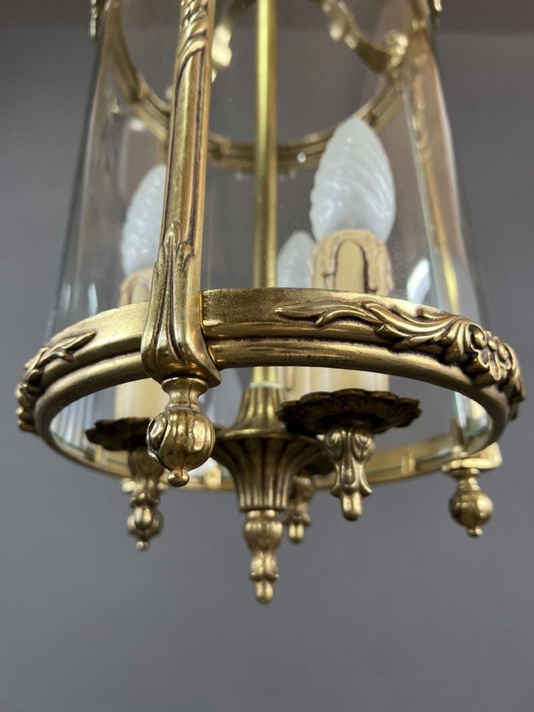 Bronze And Glass Louis XVI Style Lantern 20th Century