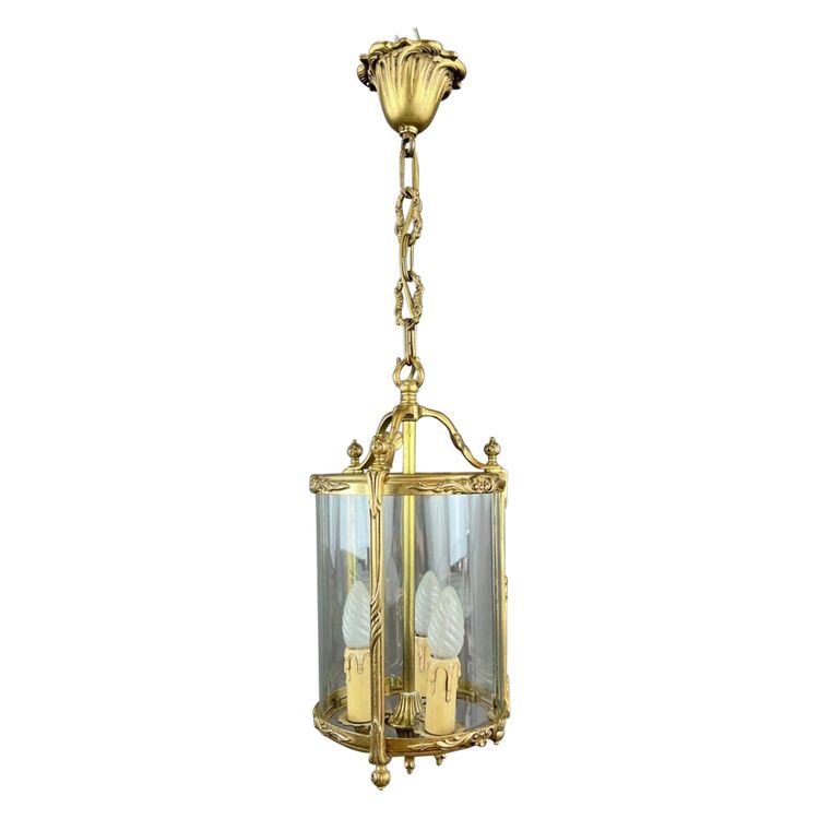 Bronze And Glass Louis XVI Style Lantern 20th Century