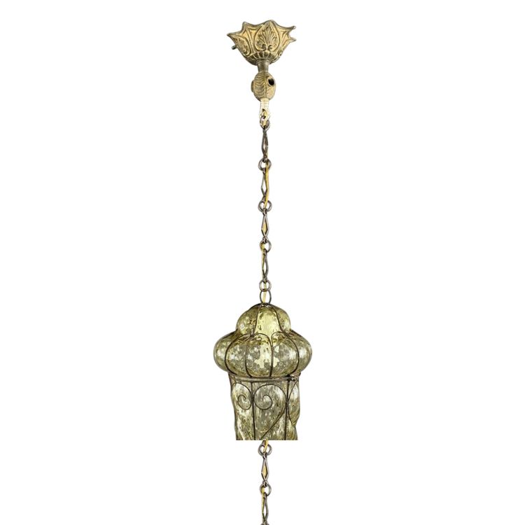 19th Century Murano Glass and Metal Lantern Pendant