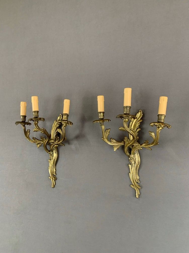 Paire D’appliques Murales En Bronze XIXe Siècle
