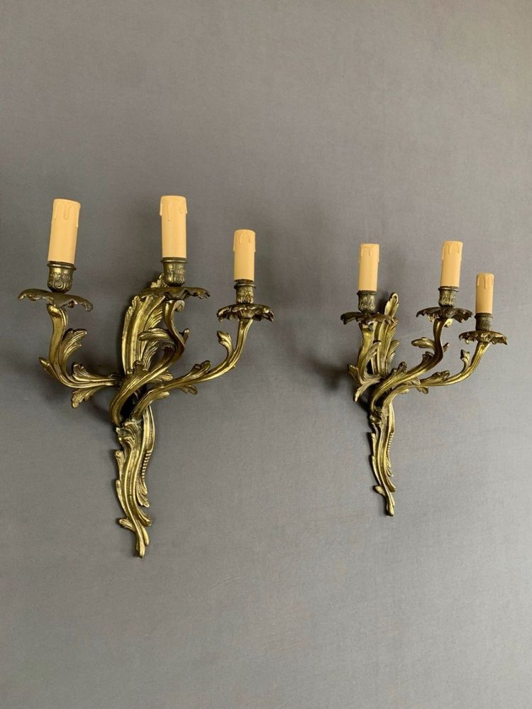 Paire D’appliques Murales En Bronze XIXe Siècle
