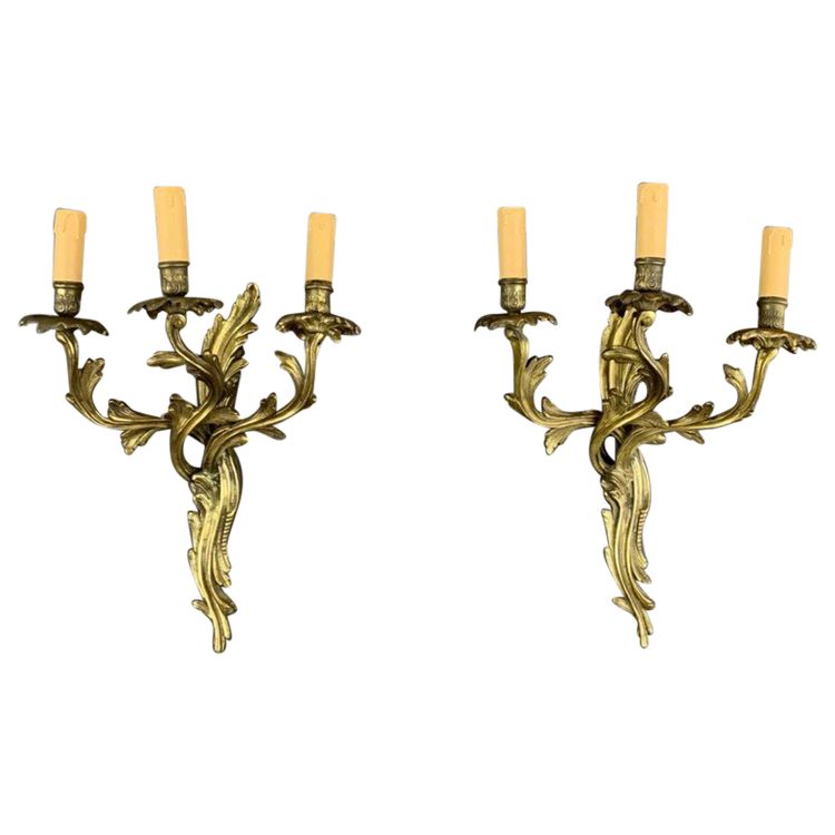 Paire D’appliques Murales En Bronze XIXe Siècle