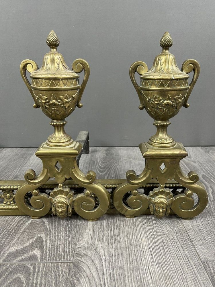 Exceptional Bronze Chenets Louis XVI Style XIXth Century