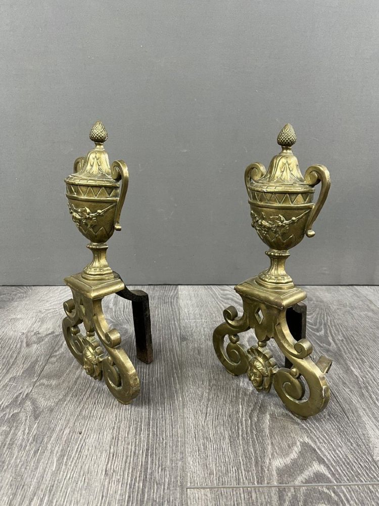 Exceptional Bronze Chenets Louis XVI Style XIXth Century