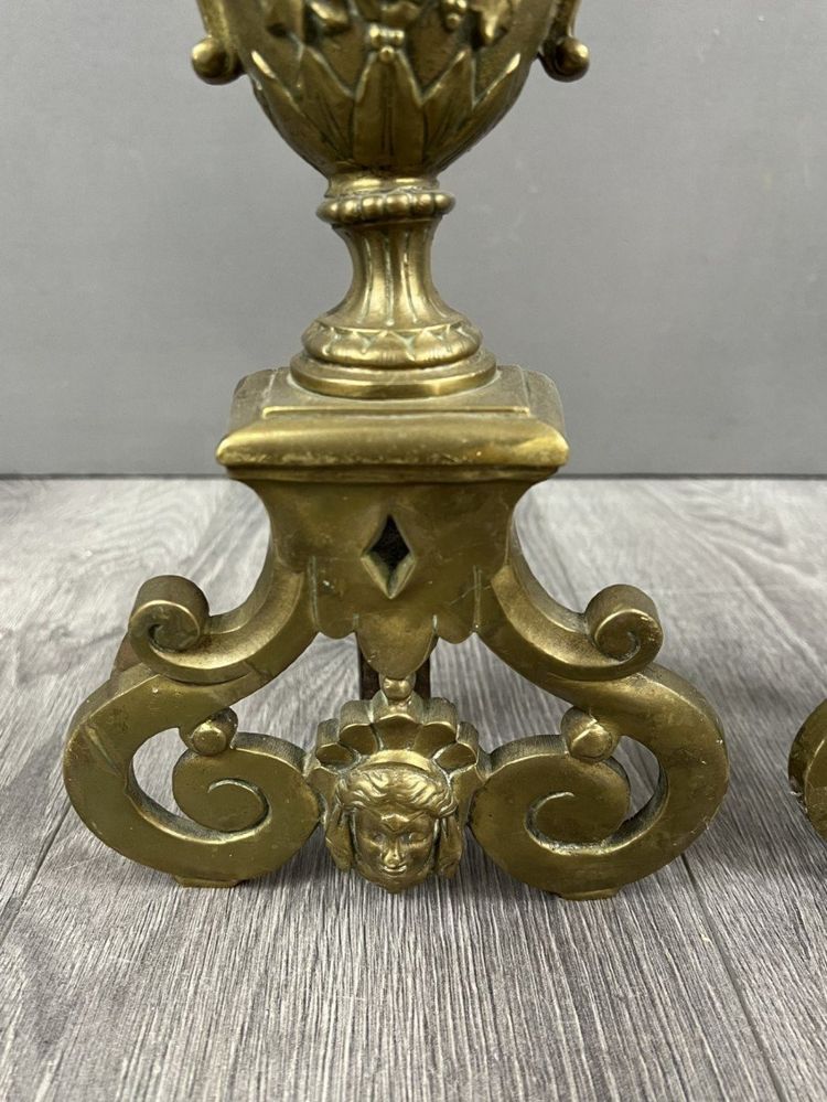 Exceptional Bronze Chenets Louis XVI Style XIXth Century