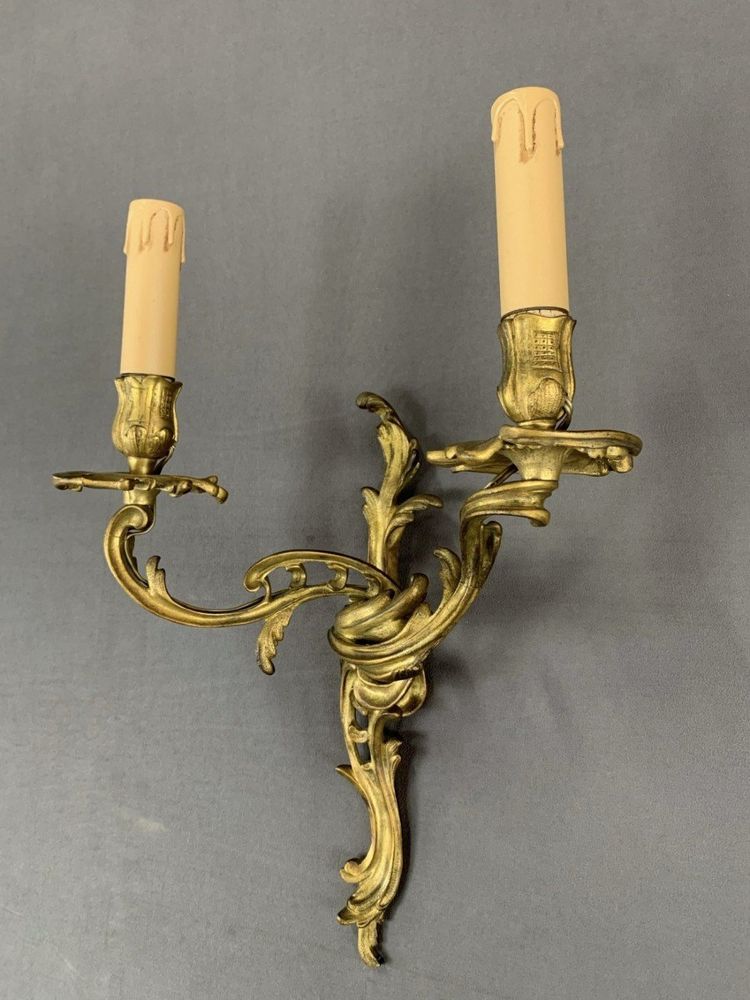 Pair Of Louis XV Style Gilded Bronze Sconces 20th Century