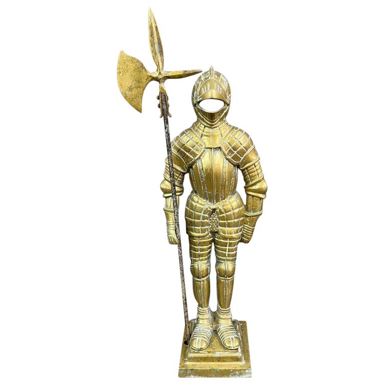 Statue En Bronze D’un Guerrier En Armure XXe Siècle