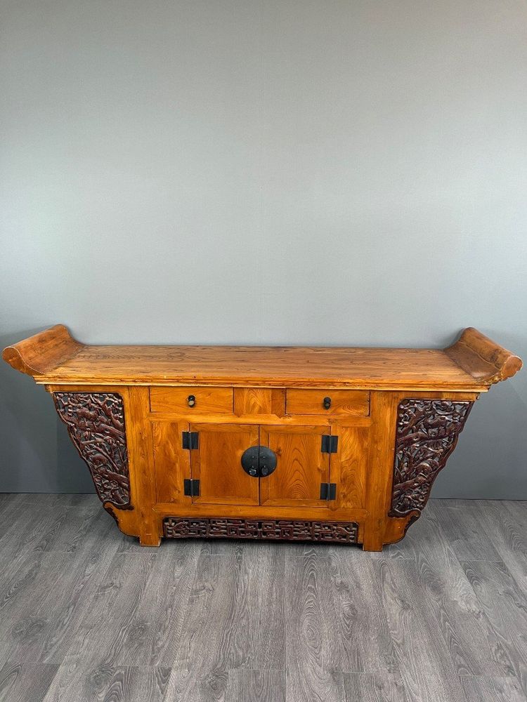 Buffet Console Japonaise Ancienne En Pin XXe Siècle