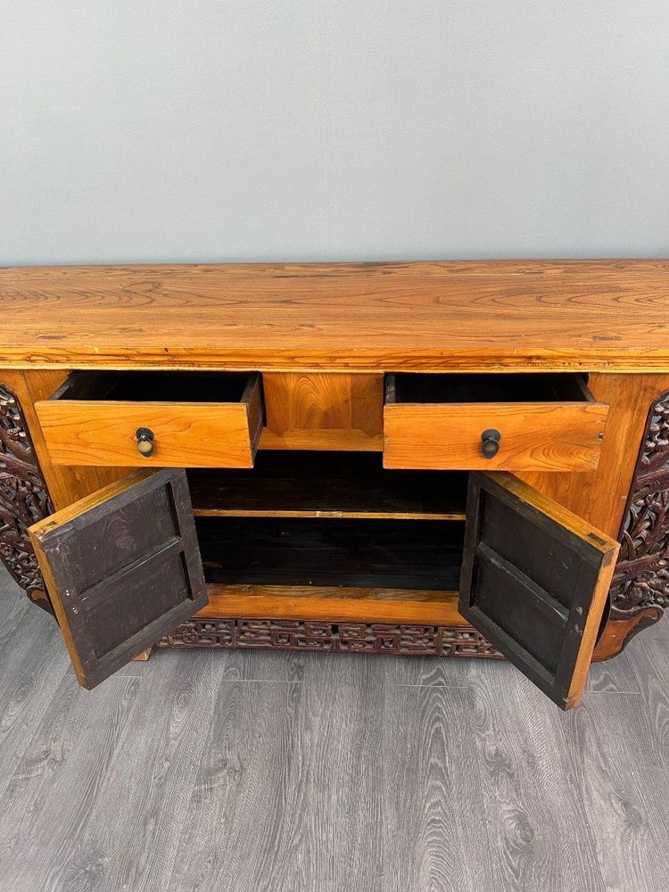 Buffet Console Japonaise Ancienne En Pin XXe Siècle