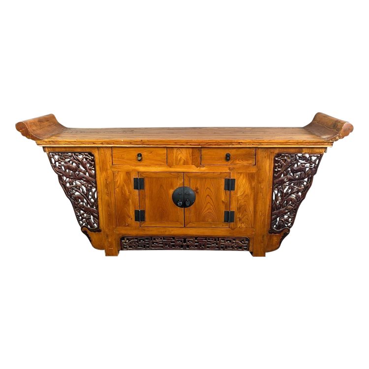 Buffet Console Japonaise Ancienne En Pin XXe Siècle