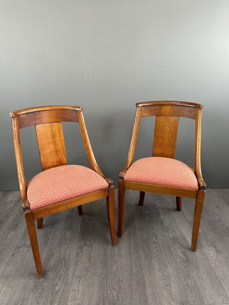 6 Chaises Gondole Style Empire En Bois XXe Siècle