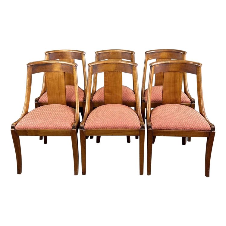 6 Chaises Gondole Style Empire En Bois XXe Siècle