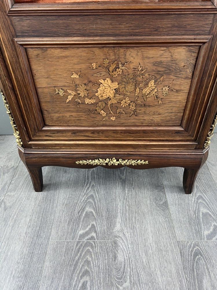 Vitrine Ancienne En Marqueterie Et Bronze, XIXe Siècle