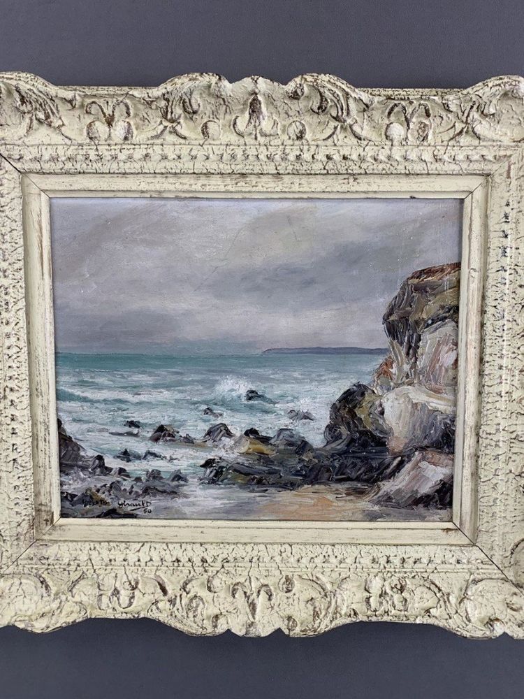 Tableau De Paysage Marin, Signed And Dated, 20th Century