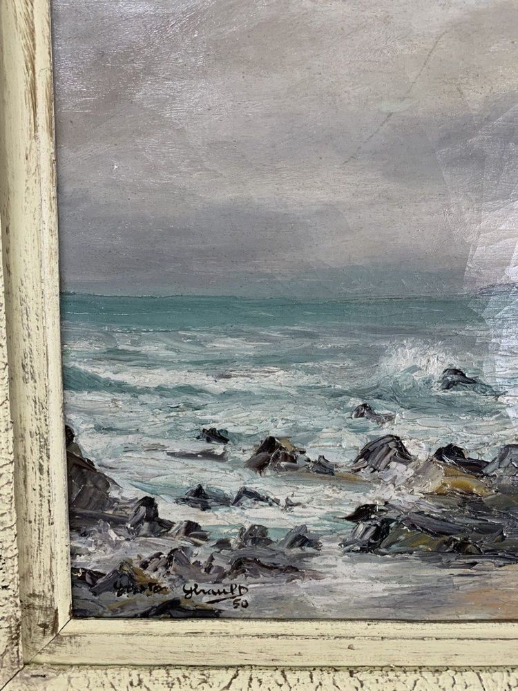 Tableau De Paysage Marin, Signed And Dated, 20th Century