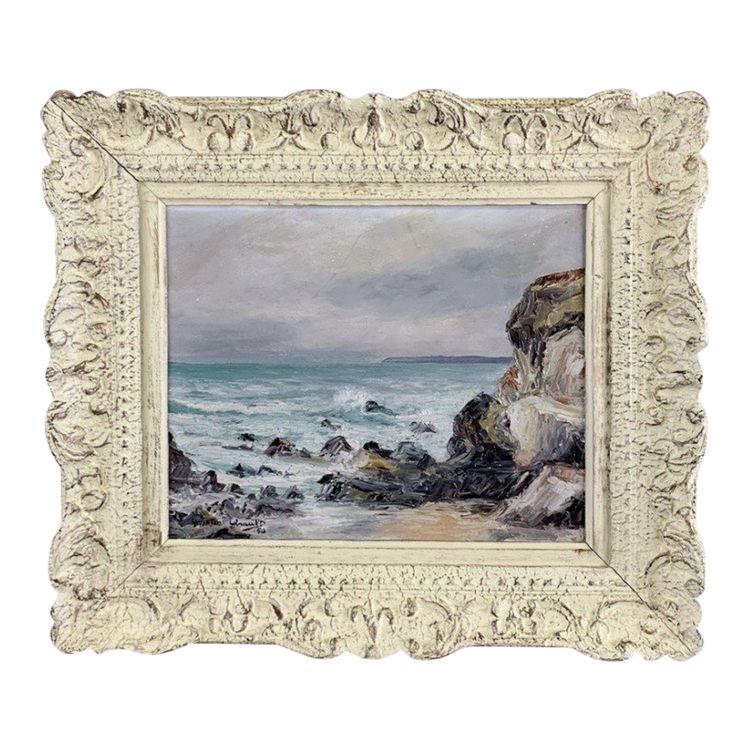 Tableau De Paysage Marin, Signed And Dated, 20th Century