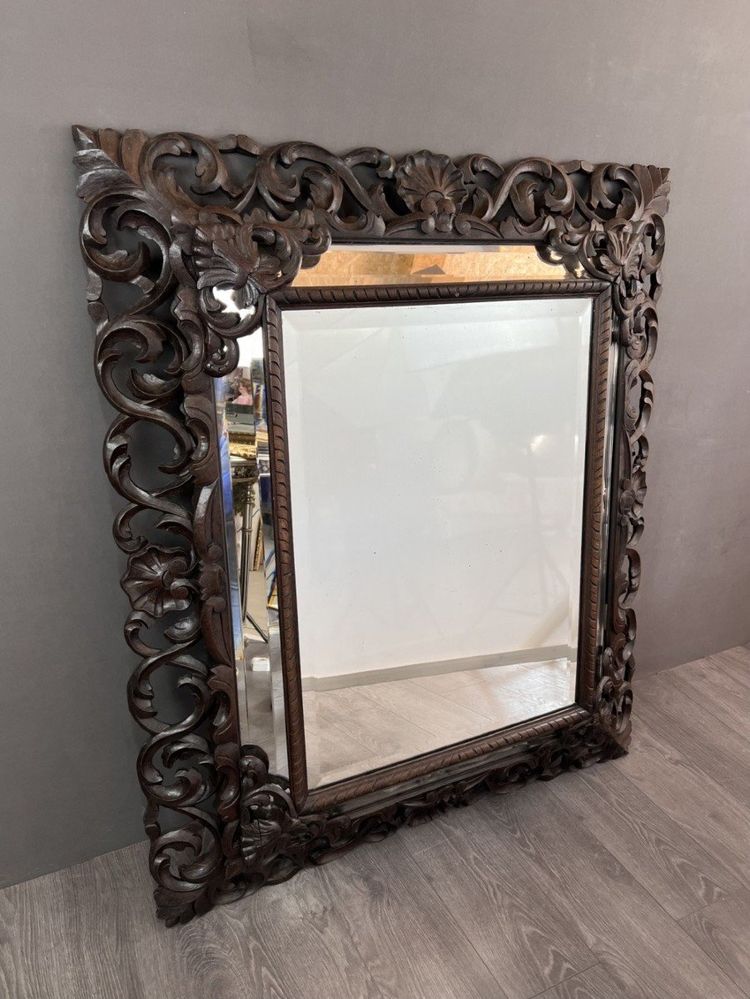Grande specchio in legno intagliato, stile barocco, XIX secolo