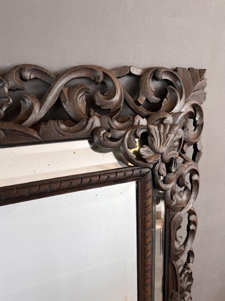 Grande specchio in legno intagliato, stile barocco, XIX secolo