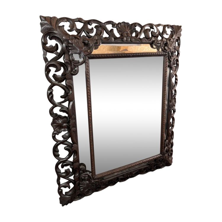 Grande specchio in legno intagliato, stile barocco, XIX secolo
