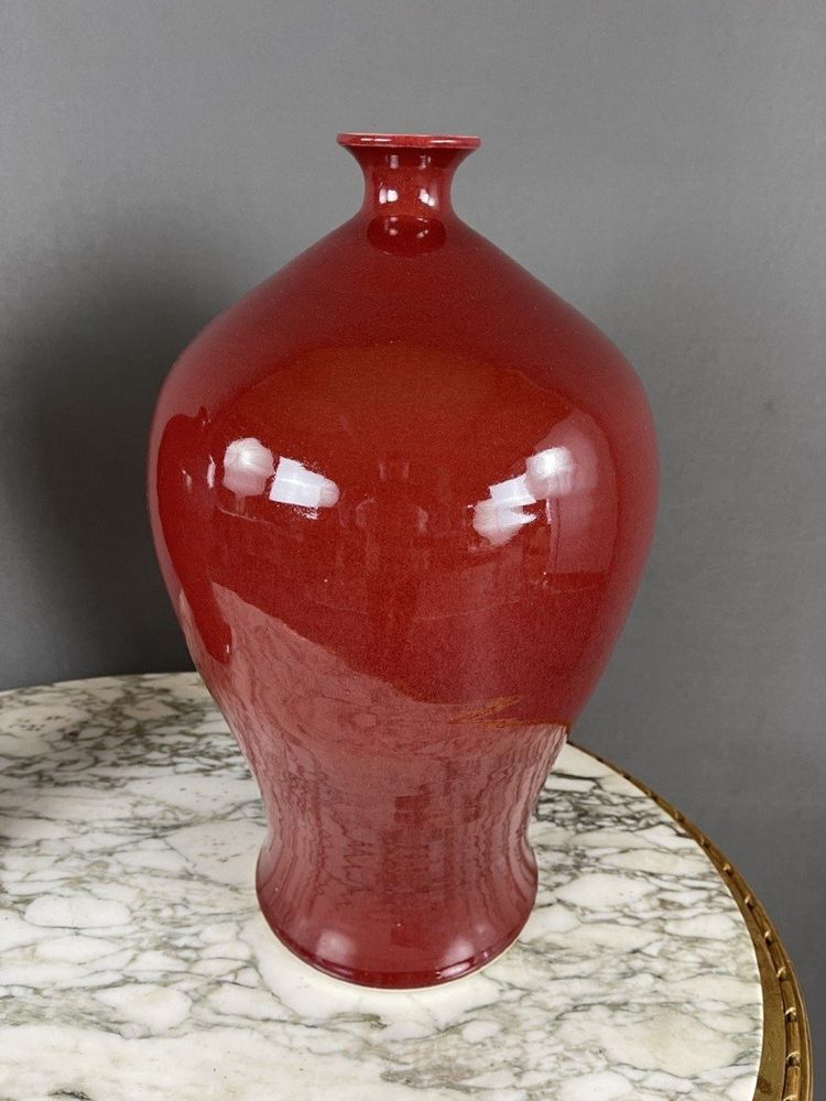Pair Of Red Ceramic Vases, 20th Century
