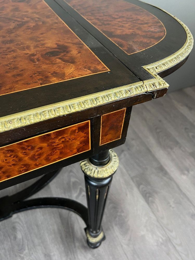 Table à Jeux Napoléon III En Bois D’amboine, XIXe Siècle
