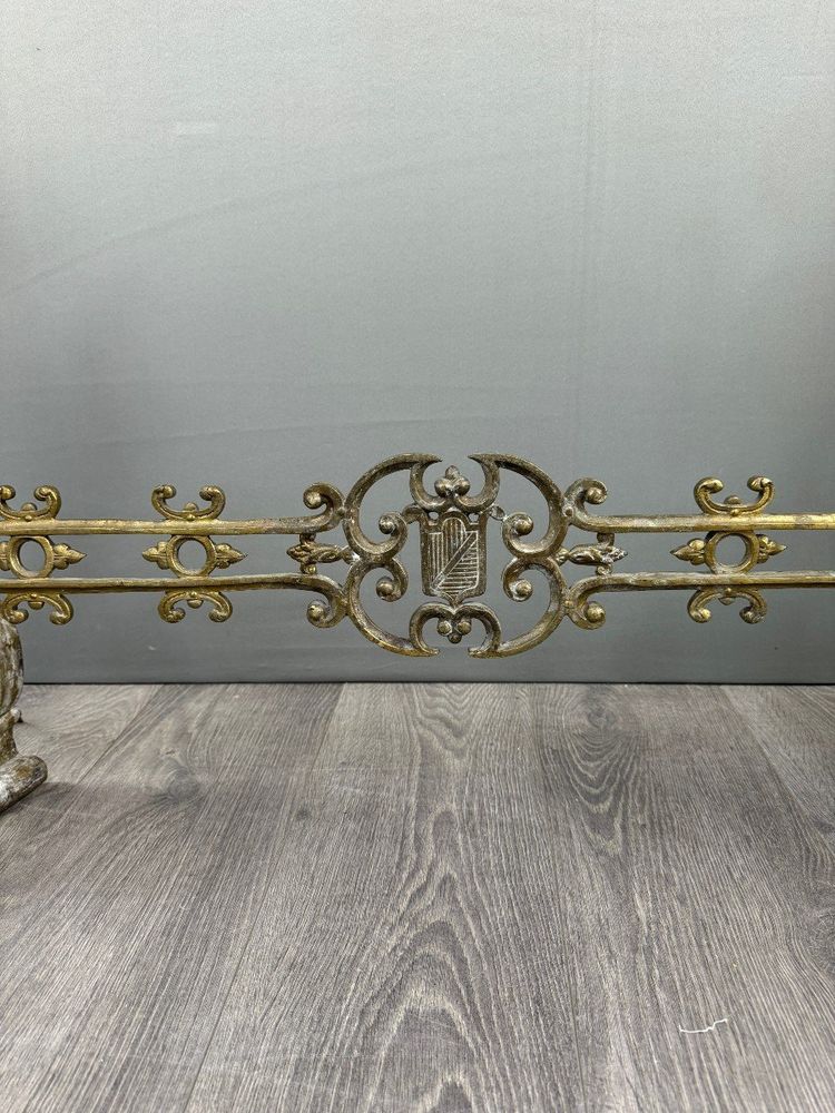 Pair De Chenets Anciens En Bronze Doré, Fin XIXe Siècle
