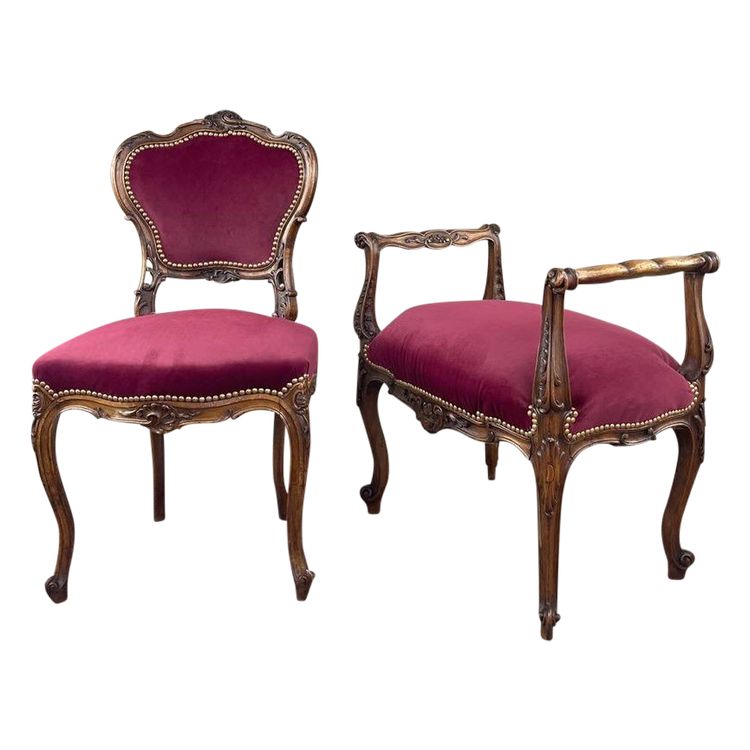 Louis XV Style Chair And Footrest Set, 19th Century