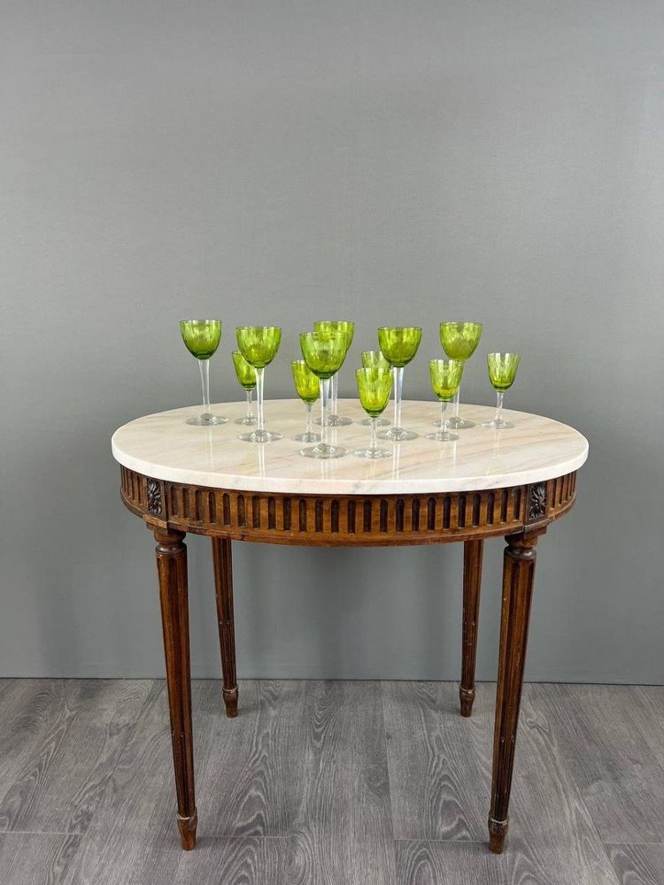 Service De Verres Anciens En Cristal Baccarat Vert, XXe Siècle