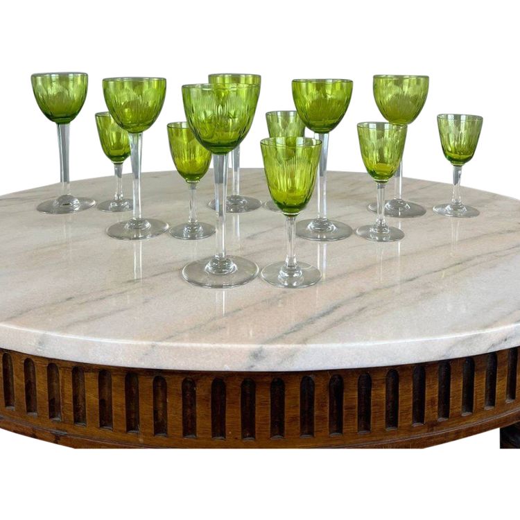 Service De Verres Anciens En Cristal Baccarat Vert, XXe Siècle