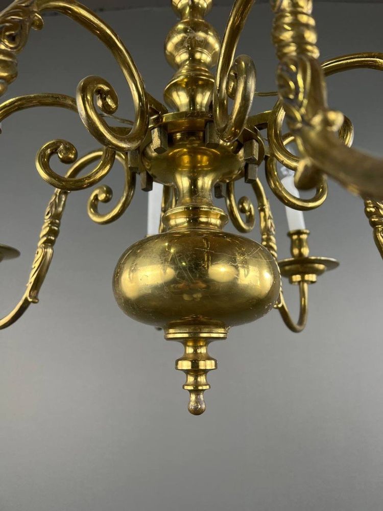Lustre En Laiton Doré, Style Classique, XXe Siècle