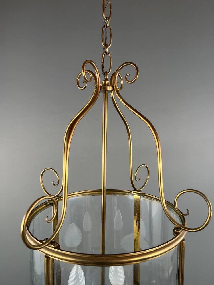 Lanterne En Laiton Doré Et Verre, Style Classique, XXe Siècle