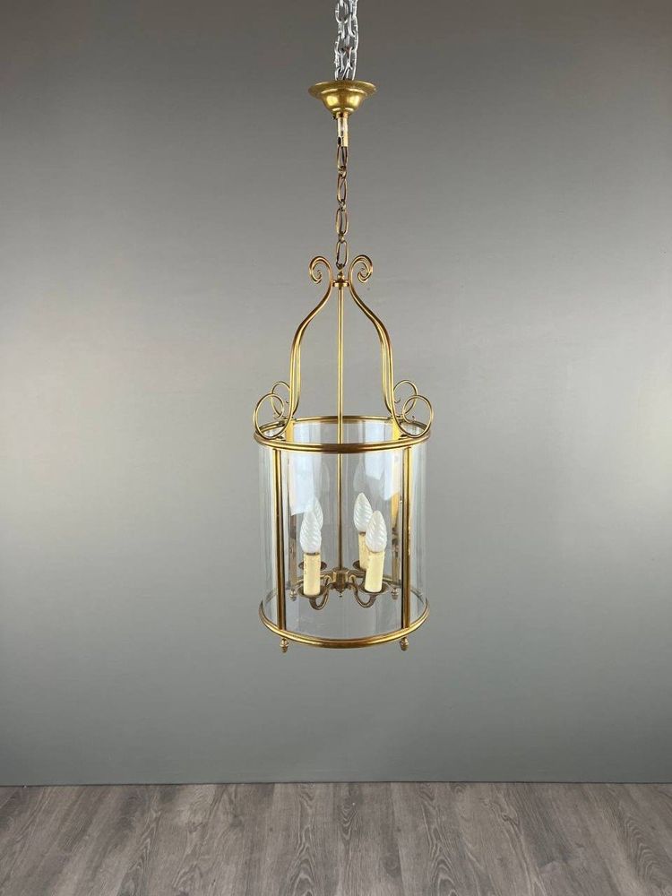 Lanterne En Laiton Doré Et Verre, Style Classique, XXe Siècle