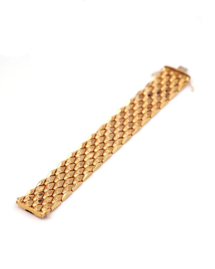 Bracciale a fascia larga retrò in oro 18k, sfaccettato, bracciale a fascia, gioielli italiani