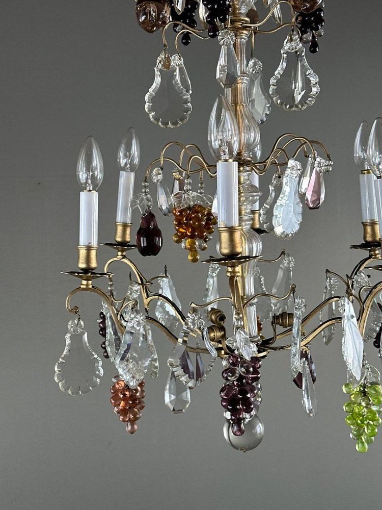 Lampadario in cristallo e a sospensione, inizio XX secolo