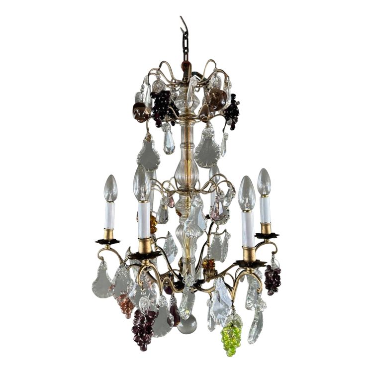 Lampadario in cristallo e a sospensione, inizio XX secolo