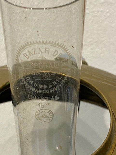 Lampada a olio con cardi in bronzo e ottone dorato di Georges LELEU - Art Nouveau 1900
