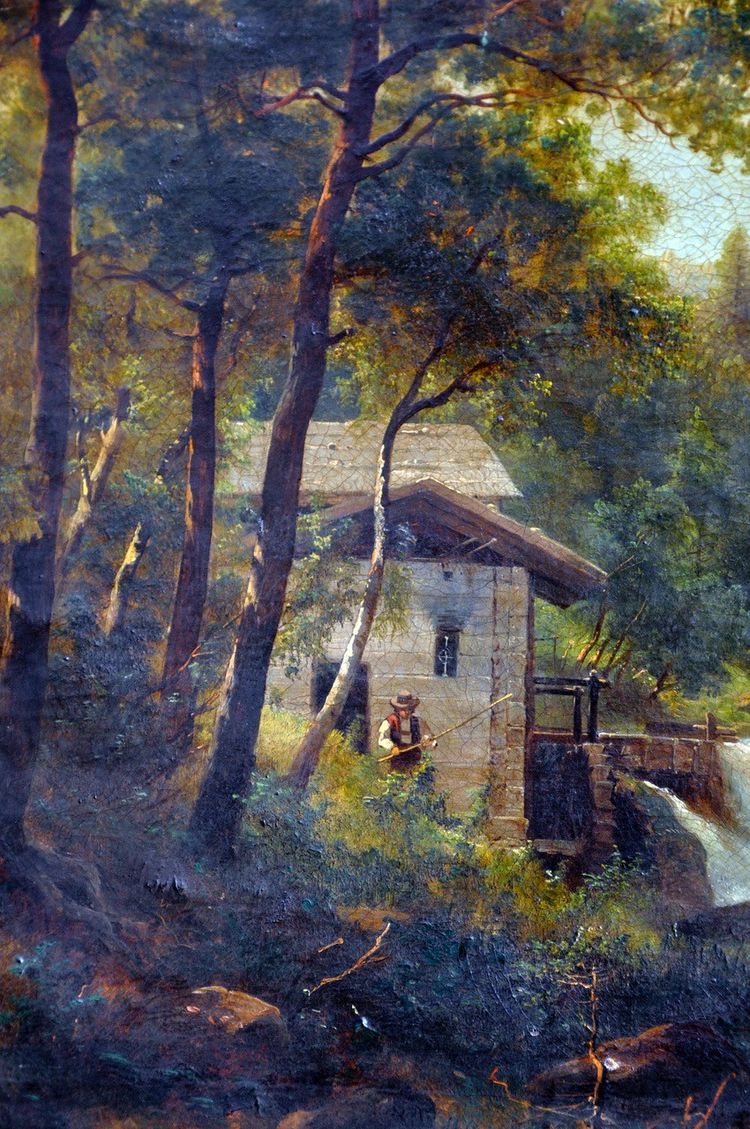 Olio su tela paesaggio montano metà XIX secolo